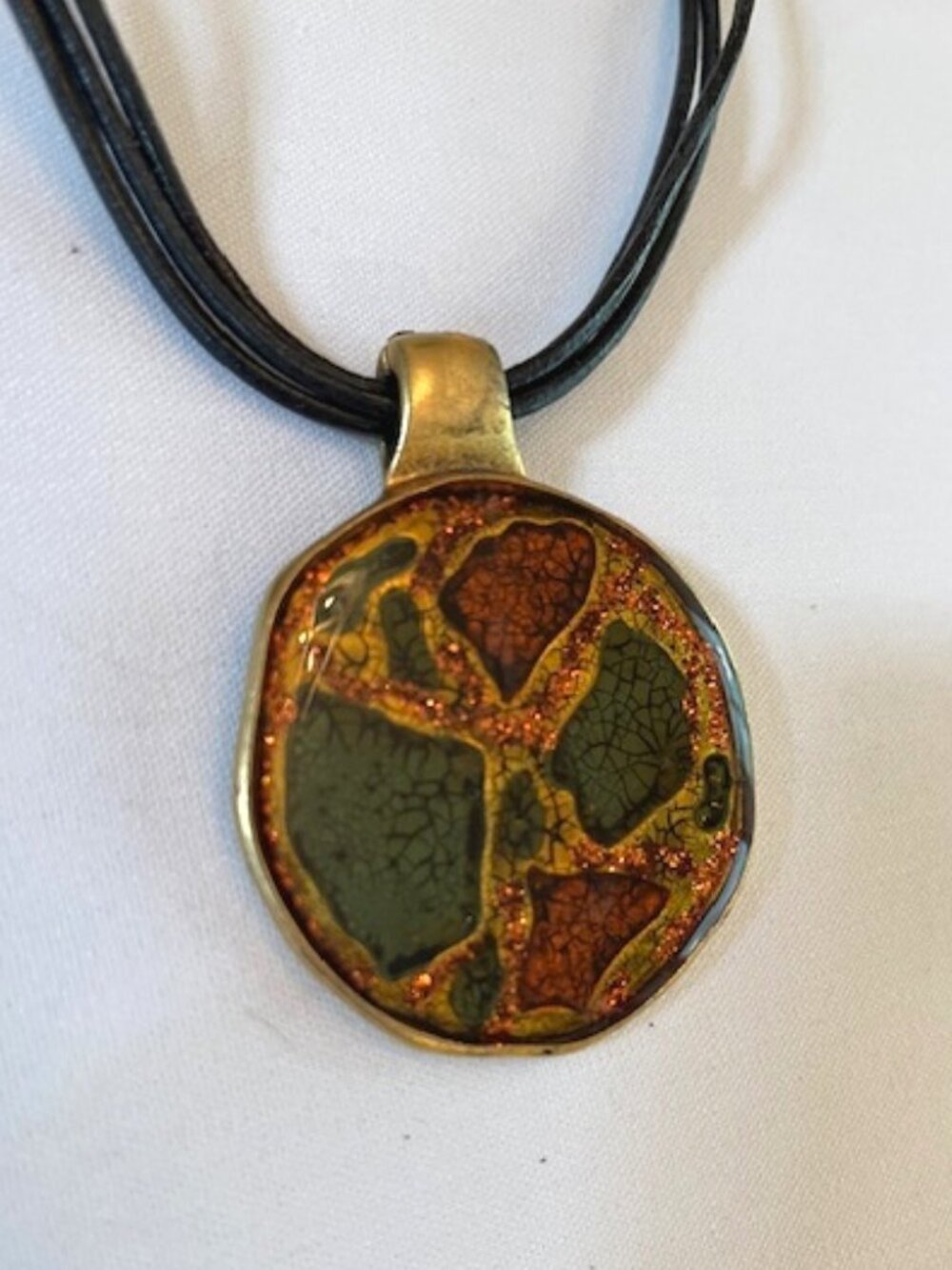 CHICO'S | Enamel Gold/Brass-tone Pendant Necklace Multi-Strand